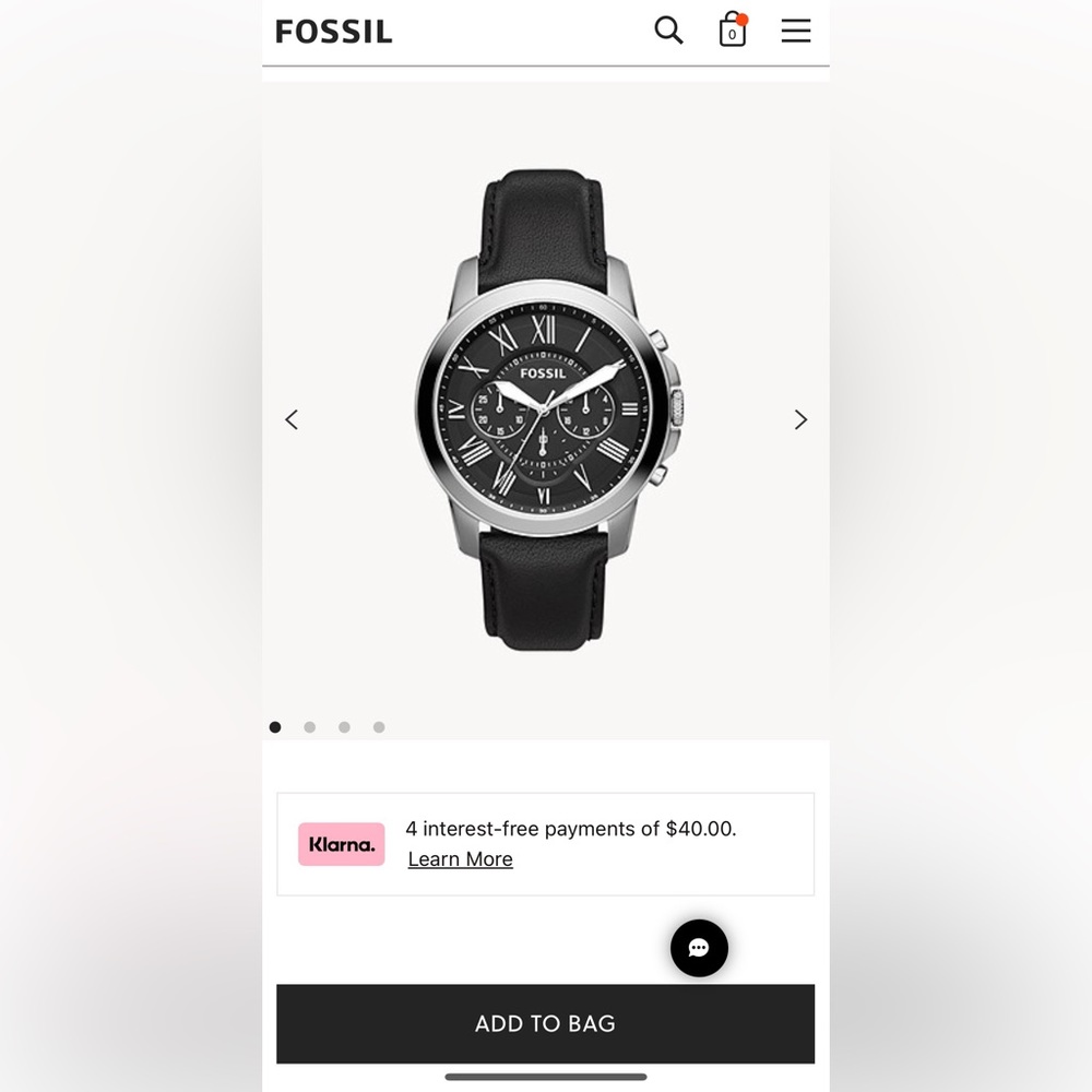 Men’s fossil silver with leather band - lightly worn